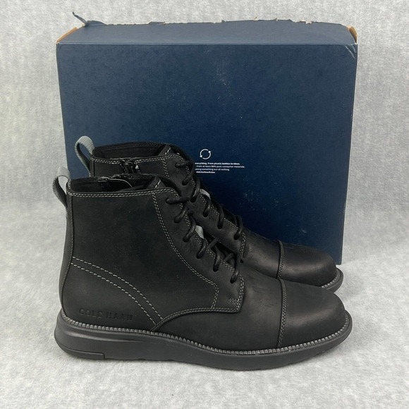 Cole Haan Other - Cole Haan Mens Boots Grand Atlantic Water Resistant Hiking Size 10 Triple Black